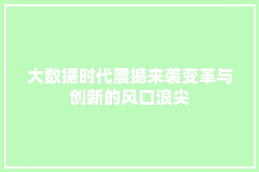 大数据时代震撼来袭变革与创新的风口浪尖  第1张