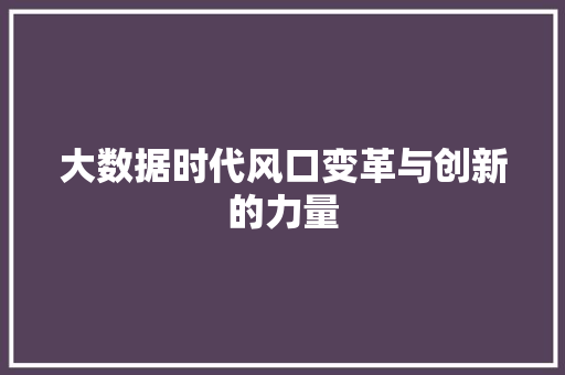 大数据时代风口变革与创新的力量