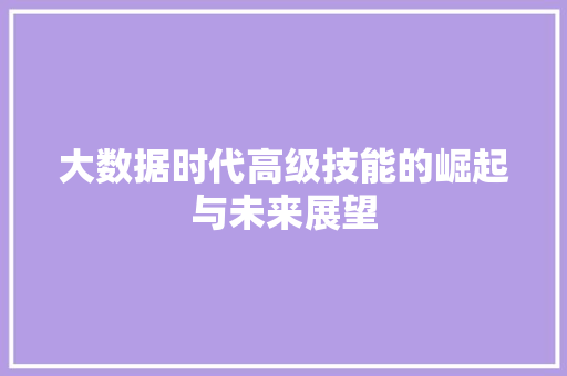 大数据时代高级技能的崛起与未来展望