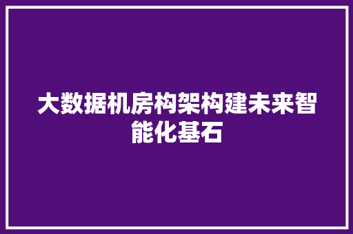 大数据机房构架构建未来智能化基石