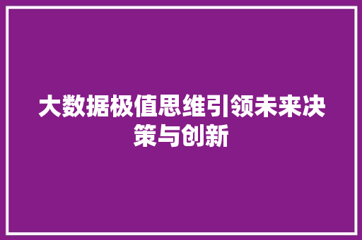 大数据极值思维引领未来决策与创新