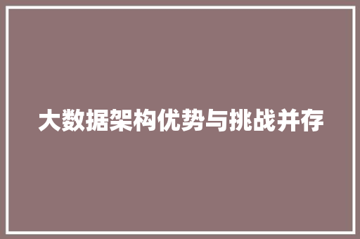 大数据架构优势与挑战并存  第1张