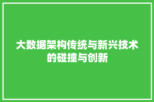 大数据架构传统与新兴技术的碰撞与创新  第1张