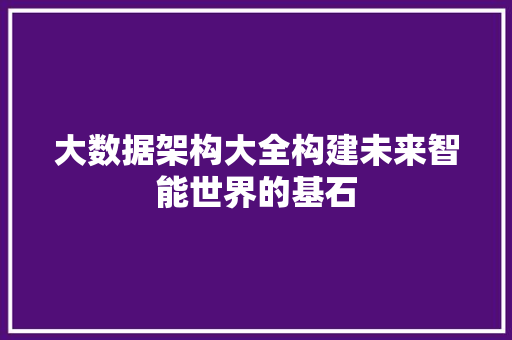 大数据架构大全构建未来智能世界的基石  第1张