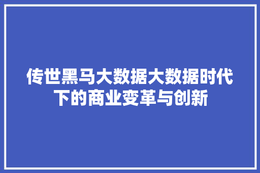 传世黑马大数据大数据时代下的商业变革与创新