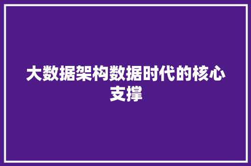 大数据架构数据时代的核心支撑  第1张