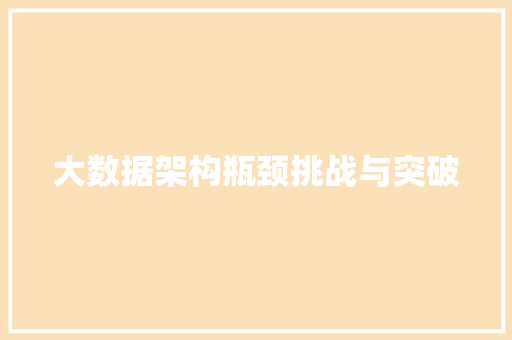 大数据架构瓶颈挑战与突破  第1张
