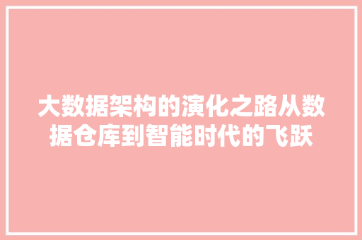 大数据架构的演化之路从数据仓库到智能时代的飞跃  第1张