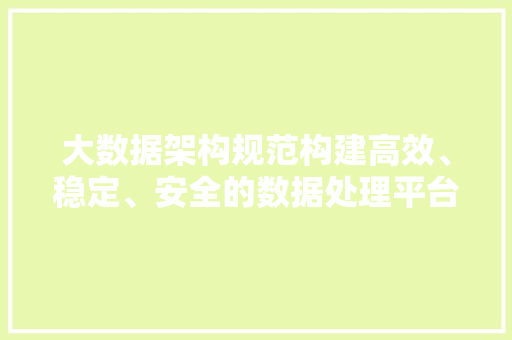 大数据架构规范构建高效、稳定、安全的数据处理平台