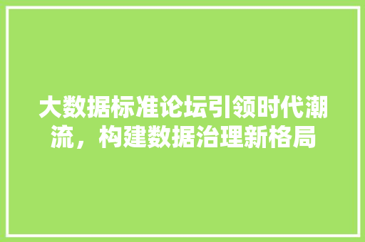 大数据标准论坛引领时代潮流，构建数据治理新格局