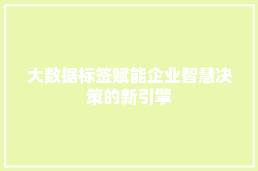 大数据标签赋能企业智慧决策的新引擎  第1张