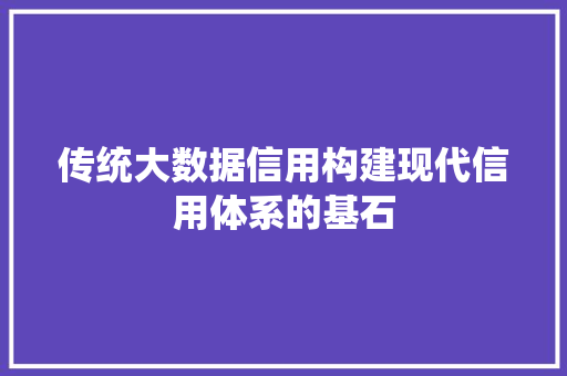 传统大数据信用构建现代信用体系的基石  第1张