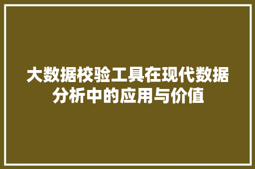 大数据校验工具在现代数据分析中的应用与价值  第1张