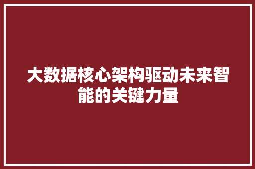 大数据核心架构驱动未来智能的关键力量