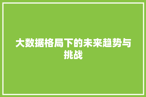 大数据格局下的未来趋势与挑战  第1张