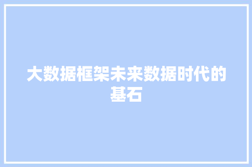 大数据框架未来数据时代的基石  第1张