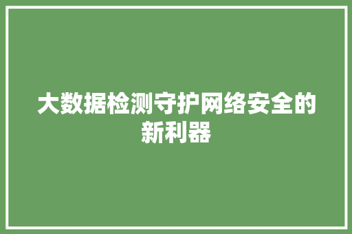 大数据检测守护网络安全的新利器  第1张