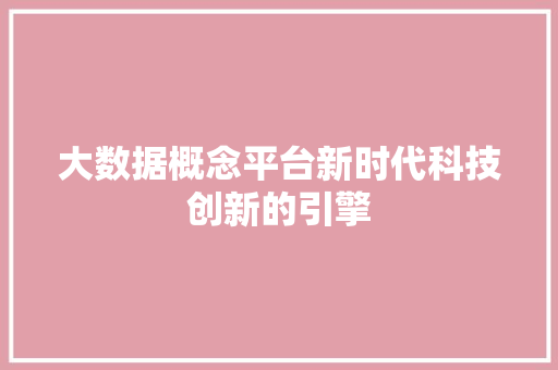 大数据概念平台新时代科技创新的引擎
