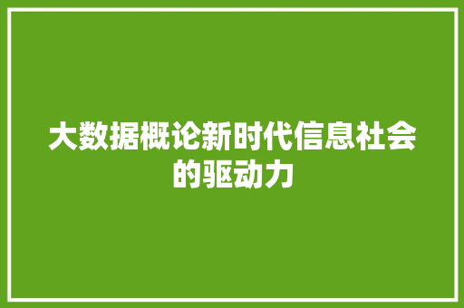 大数据概论新时代信息社会的驱动力