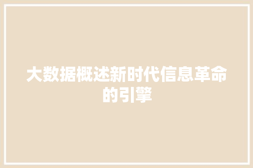 大数据概述新时代信息革命的引擎