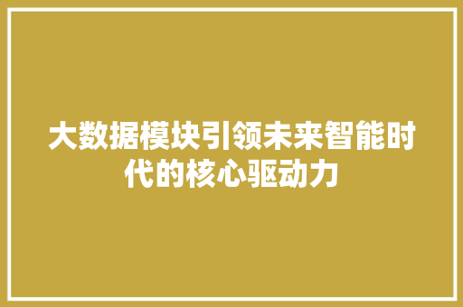 大数据模块引领未来智能时代的核心驱动力