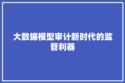 大数据模型审计新时代的监管利器  第1张
