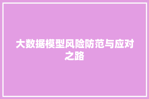 大数据模型风险防范与应对之路  第1张