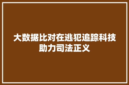 大数据比对在逃犯追踪科技助力司法正义
