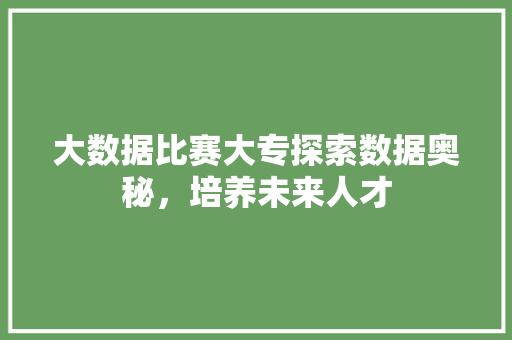 大数据比赛大专探索数据奥秘，培养未来人才  第1张
