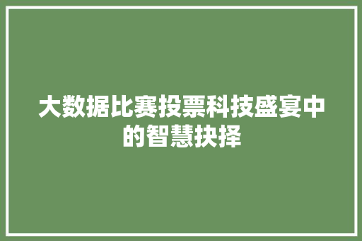 大数据比赛投票科技盛宴中的智慧抉择