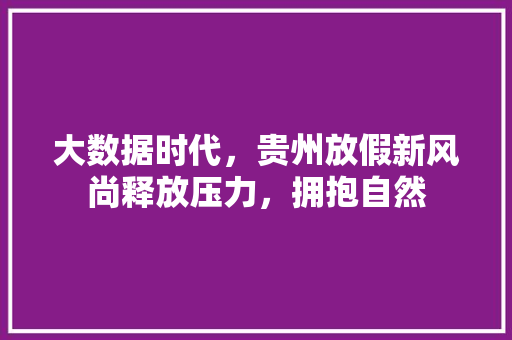 大数据时代，贵州放假新风尚释放压力，拥抱自然  第1张