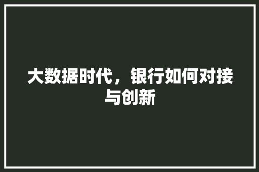 大数据时代，银行如何对接与创新  第1张