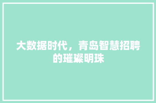 大数据时代，青岛智慧招聘的璀璨明珠  第1张