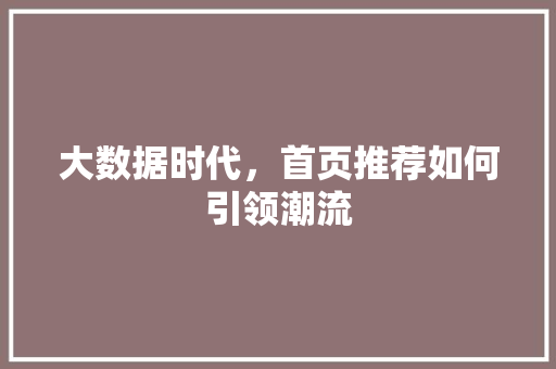 大数据时代，首页推荐如何引领潮流
