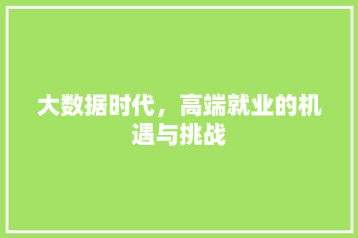 大数据时代，高端就业的机遇与挑战  第1张