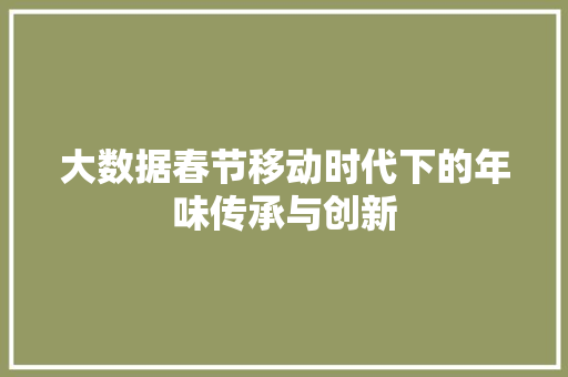 大数据春节移动时代下的年味传承与创新  第1张
