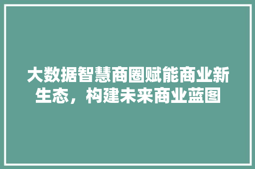 大数据智慧商圈赋能商业新生态，构建未来商业蓝图