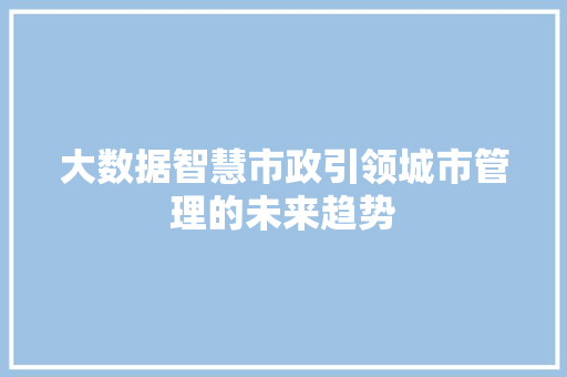 大数据智慧市政引领城市管理的未来趋势  第1张