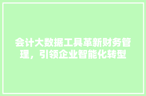 会计大数据工具革新财务管理，引领企业智能化转型  第1张
