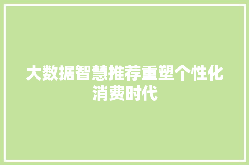 大数据智慧推荐重塑个性化消费时代  第1张