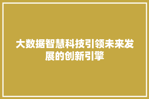 大数据智慧科技引领未来发展的创新引擎