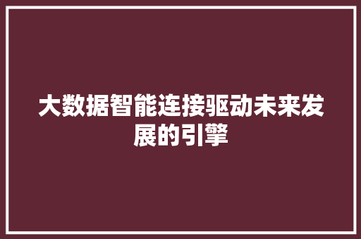 大数据智能连接驱动未来发展的引擎