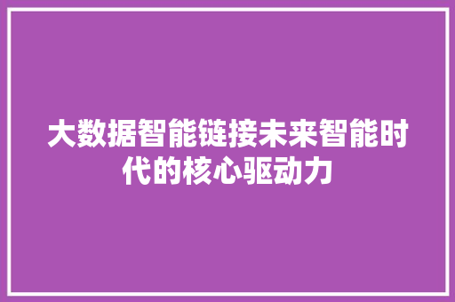 大数据智能链接未来智能时代的核心驱动力  第1张