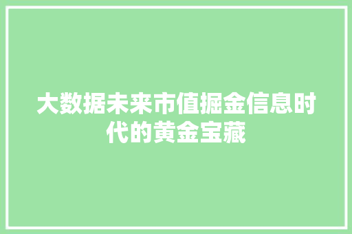 大数据未来市值掘金信息时代的黄金宝藏