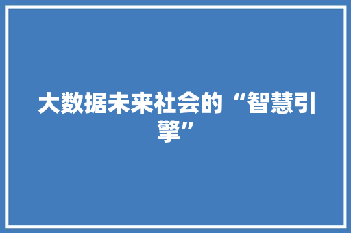大数据未来社会的“智慧引擎”  第1张
