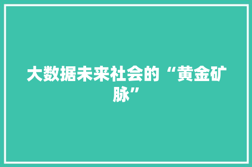 大数据未来社会的“黄金矿脉”