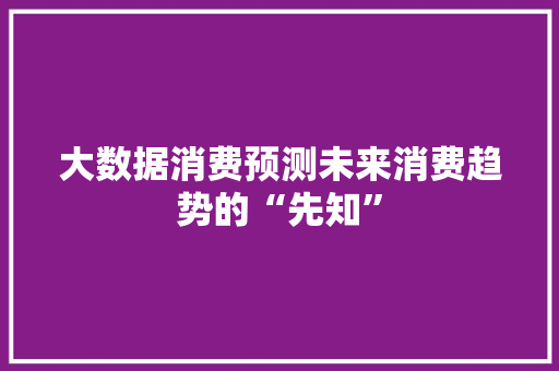 大数据消费预测未来消费趋势的“先知”  第1张