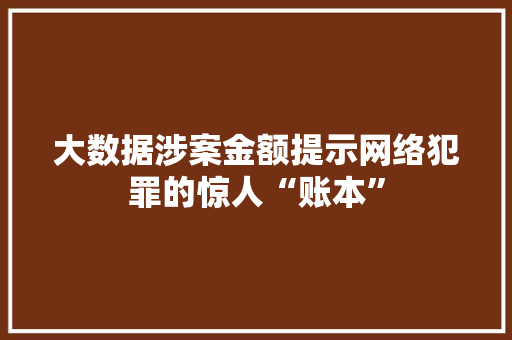 大数据涉案金额提示网络犯罪的惊人“账本”  第1张