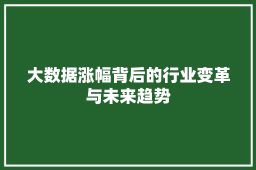 大数据涨幅背后的行业变革与未来趋势  第1张