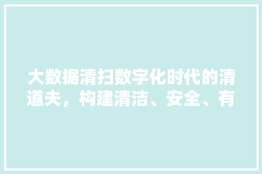 大数据清扫数字化时代的清道夫，构建清洁、安全、有序的网络环境  第1张